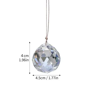 Detail view of K9 faceted crystal ball suncatcher pendant with 4.5x4cm dimensions