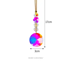Detailansicht des bunten Kristallprismas mit genauen Maßangaben von 17 cm und 3 cm