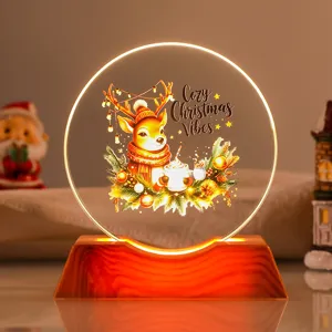 Detailed close-up view of the Christmas night light featuring a cozy reindeer design and warm glow