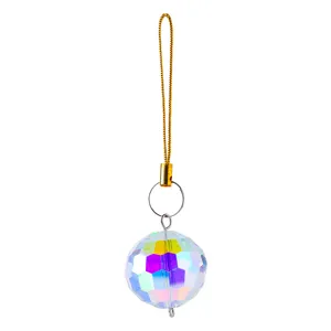 Ciondolo per albero di Natale con sfera di cristallo sfaccettata iridescente festivo