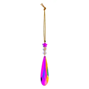 Lebhafter rosa Kristall-Tränenprisma-Anhänger für die Weihnachtsbaum-Deko
