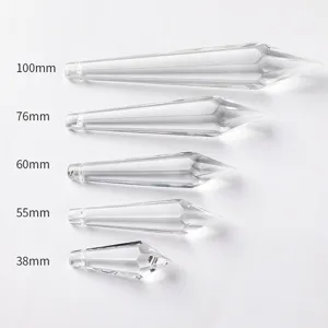 Clear crystal prism pendants in five sizes from 38mm to 100mm for DIY lighting