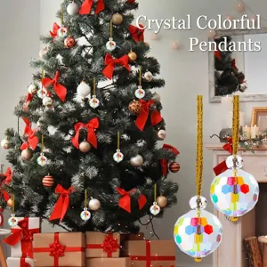 Christmas Tree Crystal Pendants Iridescent Faceted Prisms Hanging Decorations Artificial Crystal Ball Xmas Home Decor Pendants