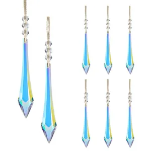 Iridescent crystal prism Christmas tree ornaments set for holiday home interior decoration