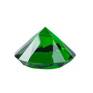 Decorative large green faceted crystal glass diamond ornament for home office desk decor