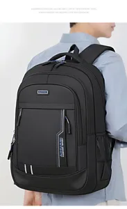 Schwarzer Nylon-Business-Rucksack für Herren zum Pendeln und Reisen mit großem Volumen