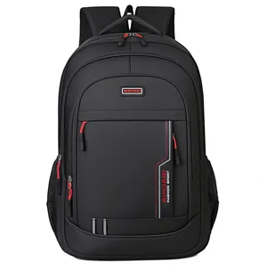 Business-Laptop-Rucksack für Herren, einfacher stilvoller Pendlerrucksack in Schwarz mit Rot