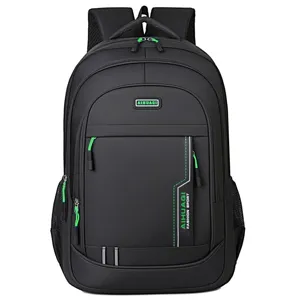 Großer Business-Laptop-Rucksack für Herren in Schwarz mit neon grünen Details