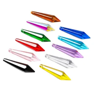 Set of vibrant colorful pointed teardrop crystal pendants for DIY jewelry and lighting