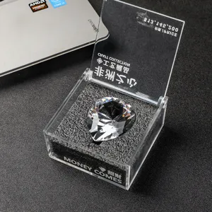 Large heart-shaped crystal diamond ornament in clear display box