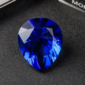Elegant deep blue teardrop crystal gemstone Heart of the Ocean style craft ornament