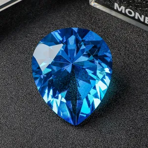 Blue pear-shaped crystal rhinestone ornament inspired by Heart of the Ocean style