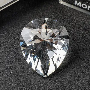 Clear pear-shaped multifaceted crystal diamond ornament for luxury home decor and gifts
