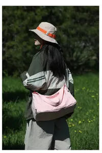 Sac bandoulière Oxford rose à texture gaufrée grande capacité pour voyage décontracté
