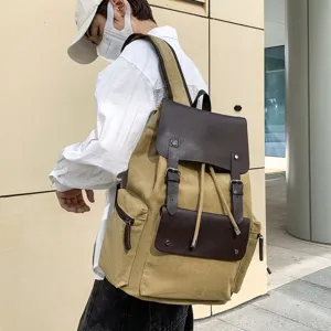 Mochila de Lona Vintage para Mujeres Hombres Gran Capacidad Cordón Mochila de Viaje Minimalista Bolsa de Escuela Ordenador Portátil Bolsos de Hombro Casuales