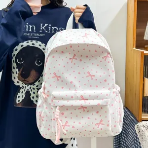 Mochila Dulce con Lazo Estilo Coreano Gran Capacidad Bolsa Escolar para Estudiantes Mochila de Viaje Casual para Niñas