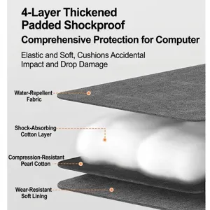 Custodia per laptop antiurto con struttura protettiva a 4 strati e tessuto idrorepellente