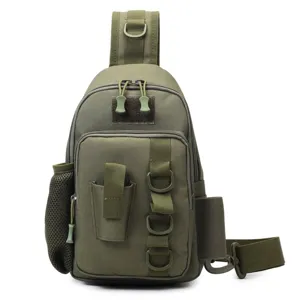 Borsa da pesca tattica impermeabile, borsa a tracolla multifunzionale da esterno verde