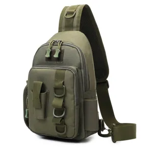 Borsa a tracolla tattica da pesca verde impermeabile multitasche