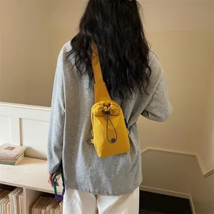 Multifunktionale gelbe Crossbody-Brusttasche aus Canvas für Sport und Handy