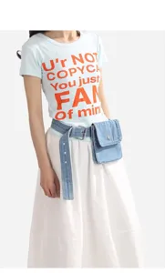 Ceinture élégante en jean pour femme, sac banane décontracté avec boucle en métal réglable.