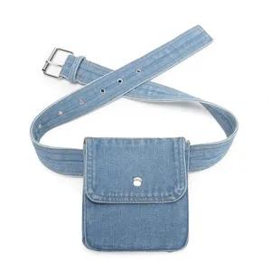 Ceinture taille en jean avec petite pochette sac de ceinture mode femme casual quotidien outdoor