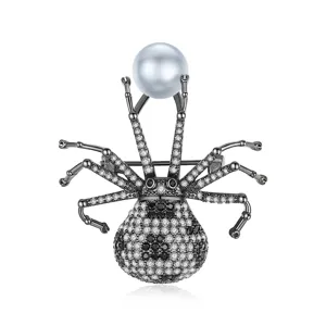 Mode Spinne Tier Brosche Für Damen Kupfer Zirkonia Künstliche Perle Brosche Pin Persönlichkeit Anzug Revers Zubehör Schmuck Geschenk