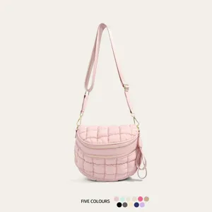 Women Casual Quilted Puffer Chest Bag Nylon Cloud Shoulder Bag Large Capacity Crossbody Sling Bag Stylish Daily Solid Color Pack For Travel School Streetwear