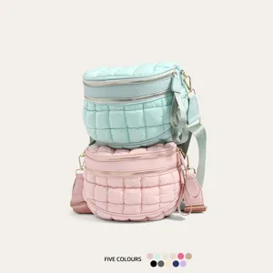 Stylish quilted puffy shoulder bag for women available in various pastel colors