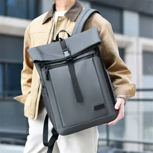 Fashionable large capacity charcoal grey waterproof business travel laptop backpack for men