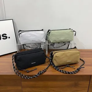 Bolso Bandolera de Nylon Exterior Urbano Bolsa Ligera Porta Botella de Agua Con Cordón Ajustable y Correa de Cuerda Trenzada para Senderismo Ciclismo