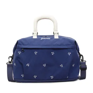 Navy blue fashionable large capacity women's travel duffle bag with bow embroidery