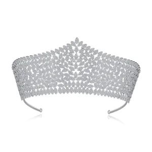 Tiara de mariée luxueux serti de micro-zircons pour mariage ou banquet