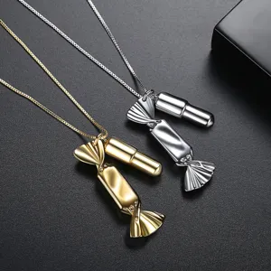 Stylish gold and silver brass candy and capsule pendant necklaces for creative jewelry