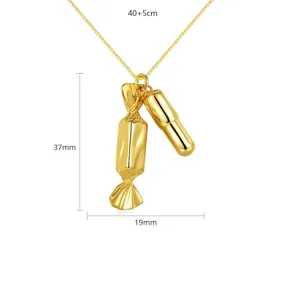 Gold plated candy and capsule pendant necklace creative personalized jewelry for women