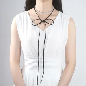 Elegant black ribbon choker necklace featuring sparkling zirconia for evening dresses