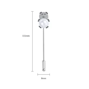 Exquisite niedliche Bären-Anstecknadel mit AAA-Zirkonia und einer weißen Perlenimitation