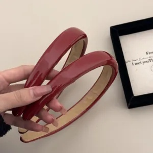 Glossy patent leather headband set in vibrant red and wine burgundy hair accessories