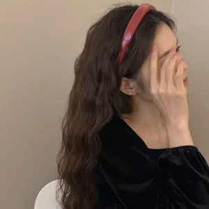 Stylish red patent leather headband for women with glossy high saturation finish
