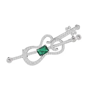 Vintage Copper Guitar Violin Shaped Brooch For Women With AAA Zirconia Inlaid Exquisite Fashion Jewelry Corsage Pin Gift