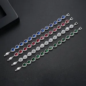 Pulseras elegantes de circonita AAA en forma de lágrima en cuatro colores vibrantes