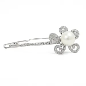 Koreanische Mode Kupfer Mikro-eingelegt Zirkonia Blume Haarspange Mit Künstlichen Perlen Exquisite Elegante Seitenclip Damen Hochzeit Schmuck
