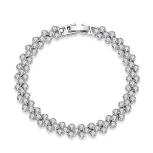 Pulsera de Circonia de Corazón Romano para Mujer Moda Latón Galvanizado Pulsera en Forma de Corazón Regalo de Joyería Elegante para Mujer