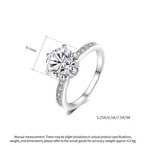 Glinsterende 9,1 mm ronde zirkonia trouwring voor dames in hoogwaardig verzilverd messing.