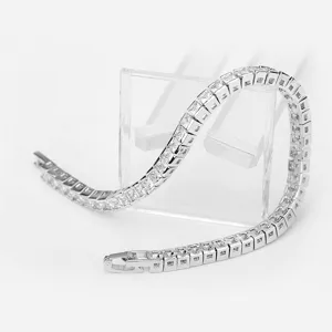 Elegant silver-toned tennis bracelet with a single row of sparkling cubic zirconia