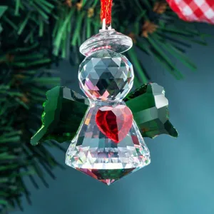 Elegant crystal heart angel hanging ornament for suncatcher and Christmas tree decor