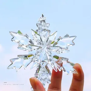 Exquisite 2023 annual edition crystal snowflake car rearview mirror hanging ornament