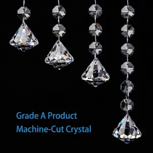 High-quality clear crystal octagon bead strand with faceted diamond prisms for decoration
