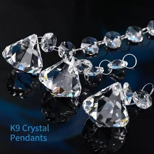 Faceted K9 crystal prism pendants for elegant wedding and chandelier decor accessories
