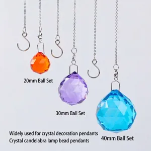 Colgantes de Prismas de Candelabro de Bola de Cristal Blanco Multicolor Facetado Atrapasol Adornos de Bola de Vidrio Para Decoración Del Hogar Accesorios de Iluminación